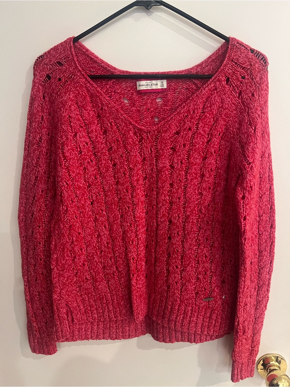 Hot Pink Cable Knit Women's Sweater - Abercrombie & Fitch